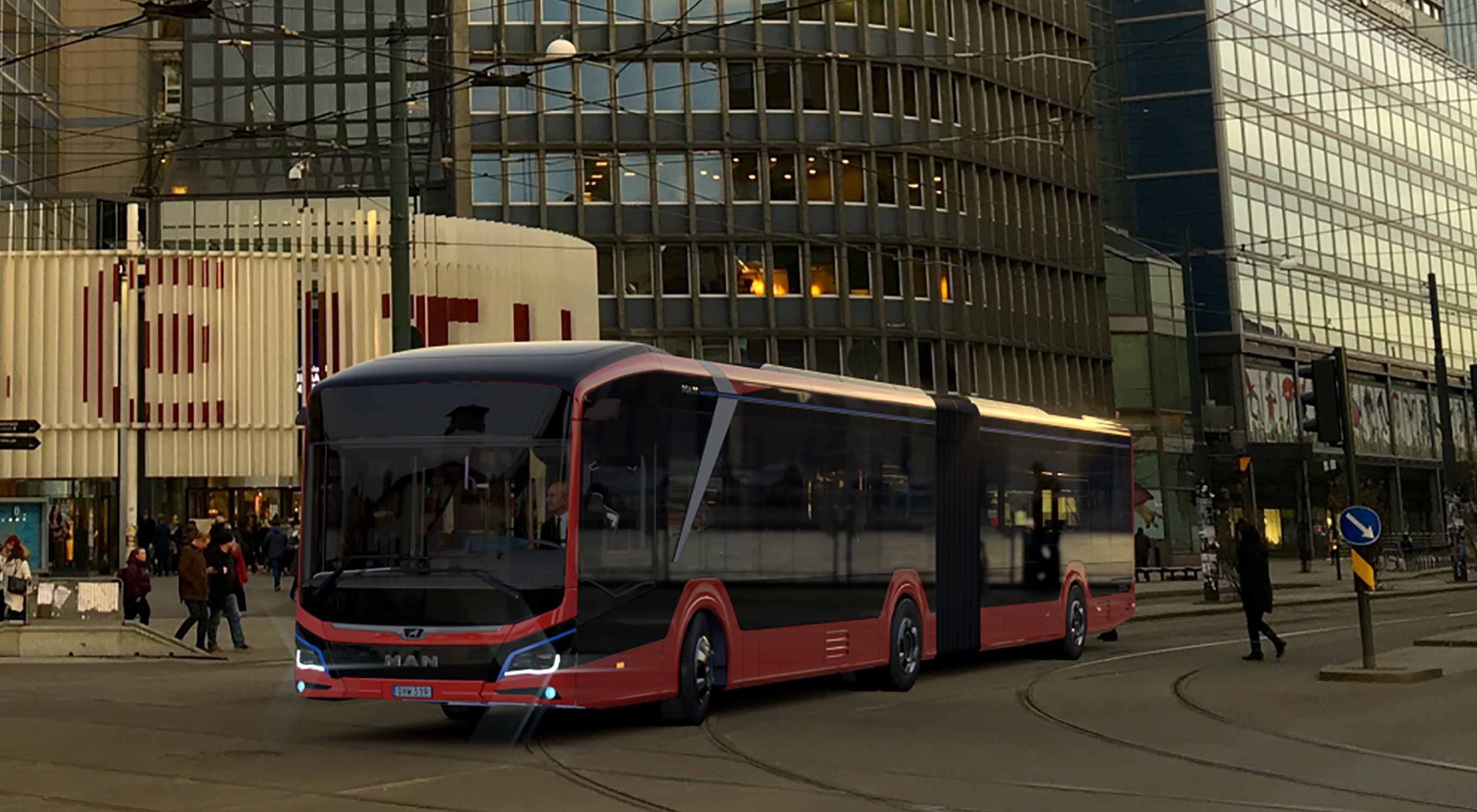Bevásárol az MAN villanybuszából a norvég Unibuss