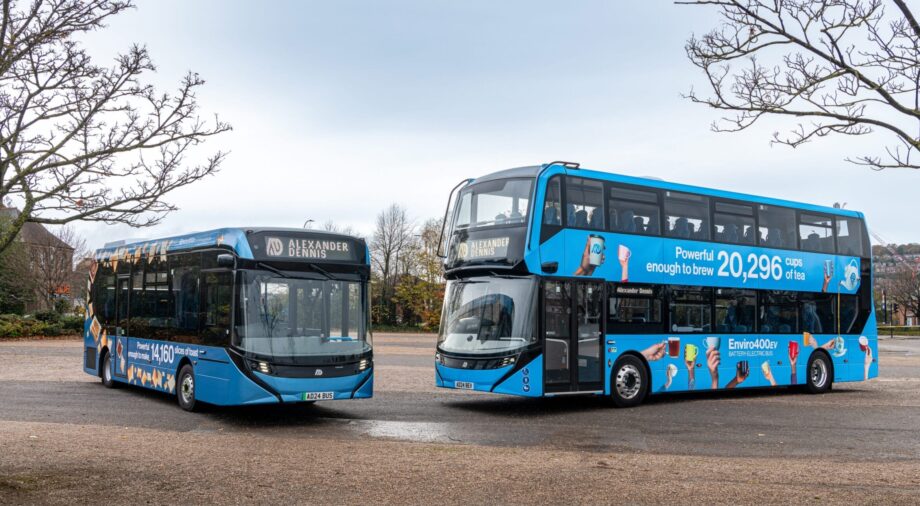 Alexander Dennis Enviro100EV toast and Enviro400EV tea 1